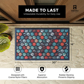 AMARU DOOR MATS Hive exterior uso primer plano destacando superficie impermeable