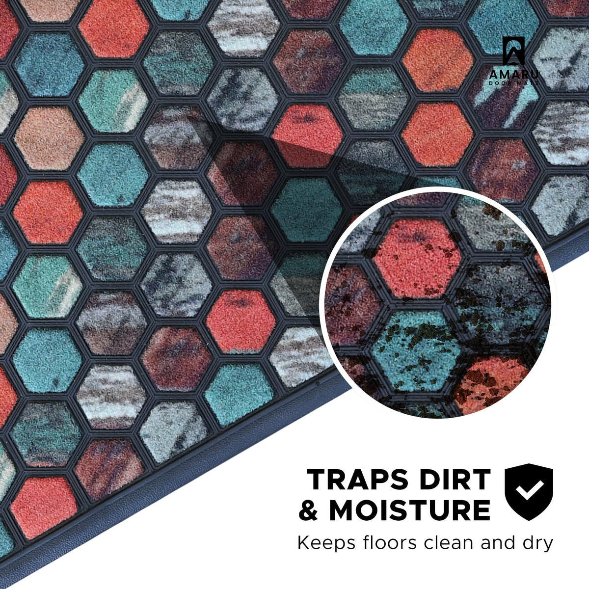 AMARU DOOR MATS Hive cara de nylon resistente al agua absorbiendo la humedad