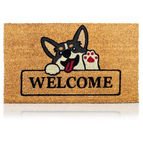 AMARU Welcome Dog 17x29 coir door mat with welcoming texture for entrances