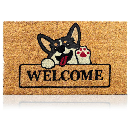 AMARU Welcome Dog 17x29 coir door mat with welcoming texture for entrances