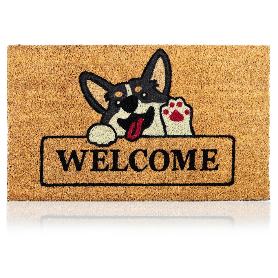AMARU Welcome Dog 17x29 coir door mat with welcoming texture for entrances