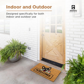 AMARU Welcome Dog entryway mat installed at a doorway