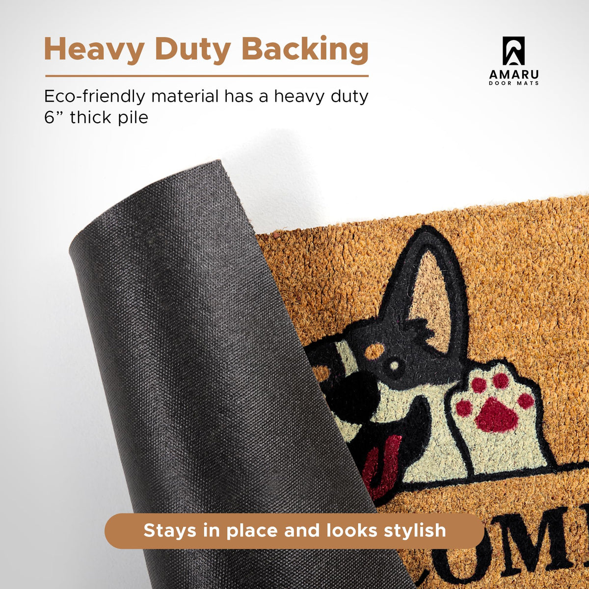 AMARU Welcome Dog minimalist-design mat for modern entryways