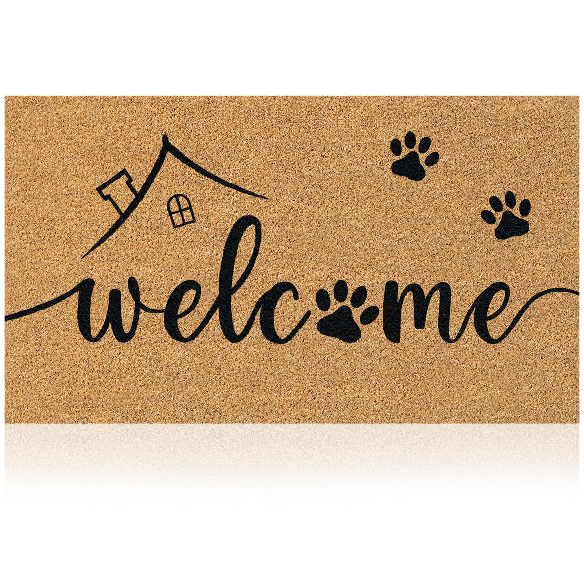 AMARU DOOR MATS Welcome Paws with coir surface enhancing entryway texture and cleanliness