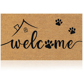 AMARU DOOR MATS Welcome Paws with coir surface enhancing entryway texture and cleanliness