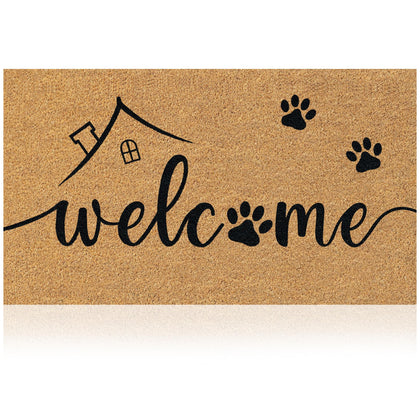 AMARU DOOR MATS Welcome Paws with coir surface enhancing entryway texture and cleanliness