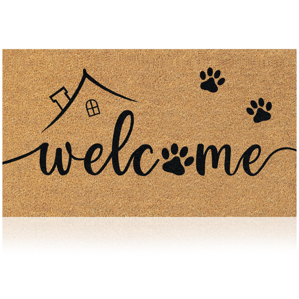 AMARU DOOR MATS Welcome Paws with coir surface enhancing entryway texture and cleanliness