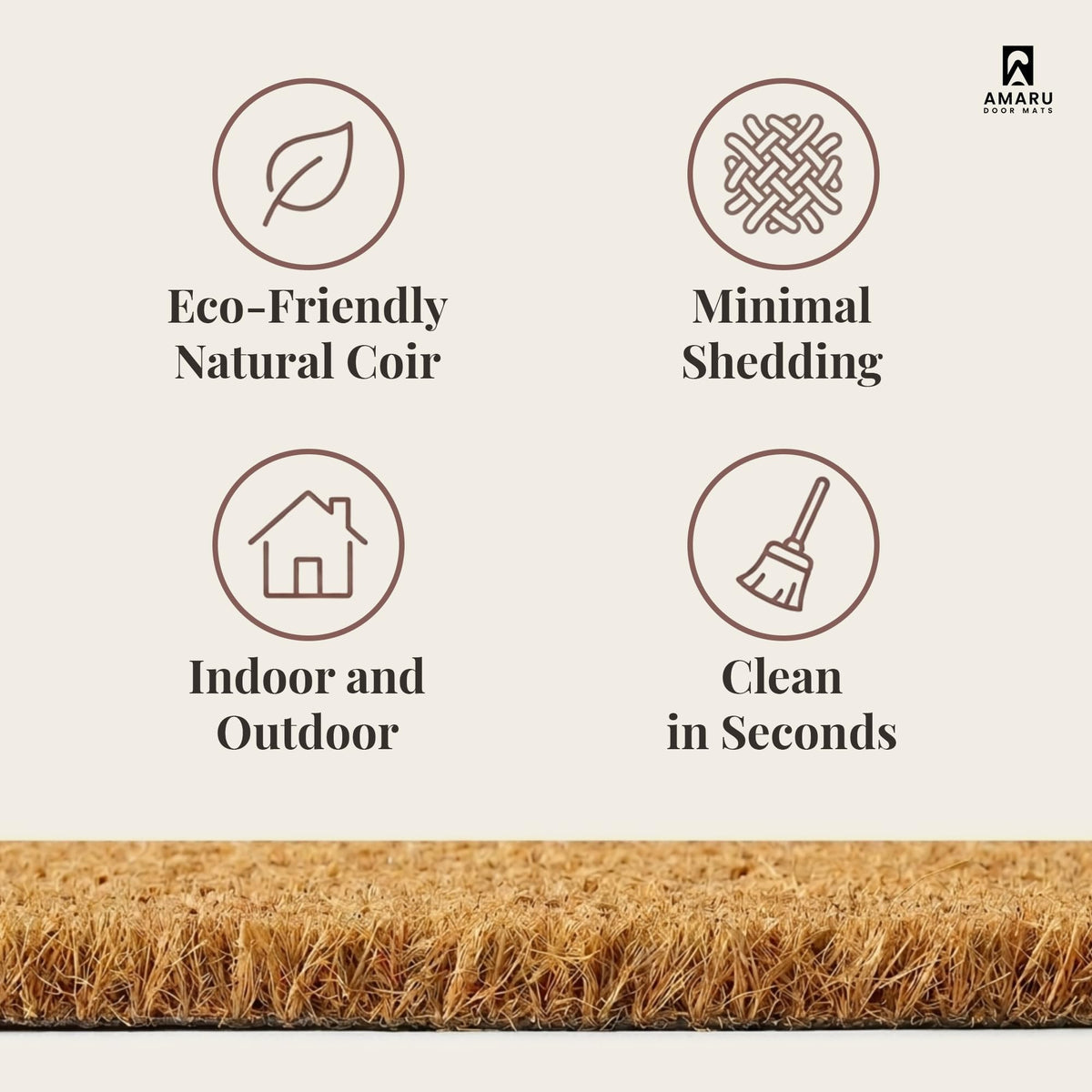 AMARU DOOR MATS Welcome Paws minimalist design complements natural home decor