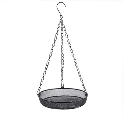 AMAURAS 8-inch hanging bird feeder tray with round metal mesh for steady feeding and easy refills.
