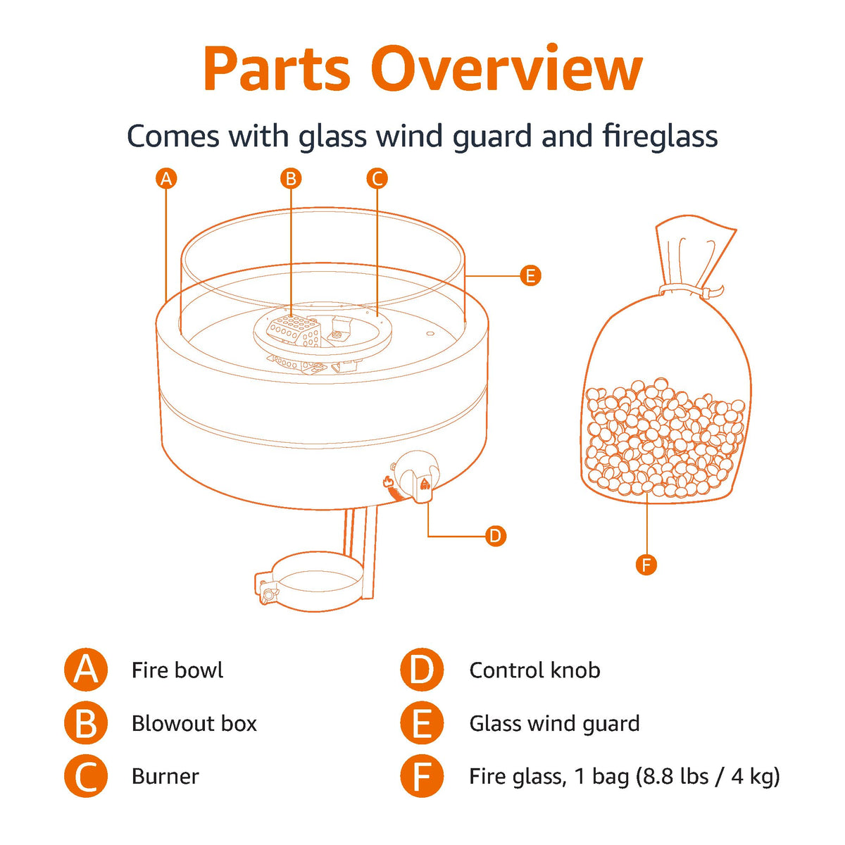 Amazon Basics 9000 BTU stainless steel burner demonstrates efficient flame for cozy outdoor evenings.