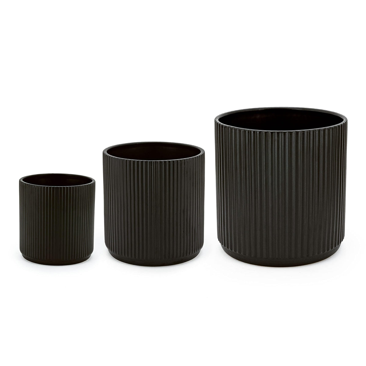 Amazon Basics fluted ceramic planter 6-inch with drainage hole for herbs.