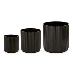 Amazon Basics fluted ceramic planter 6-inch with drainage hole for herbs.