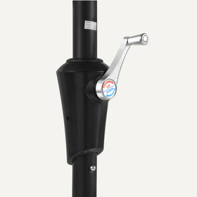 Lightweight aluminum pole with steel ribs offers sturdy support.