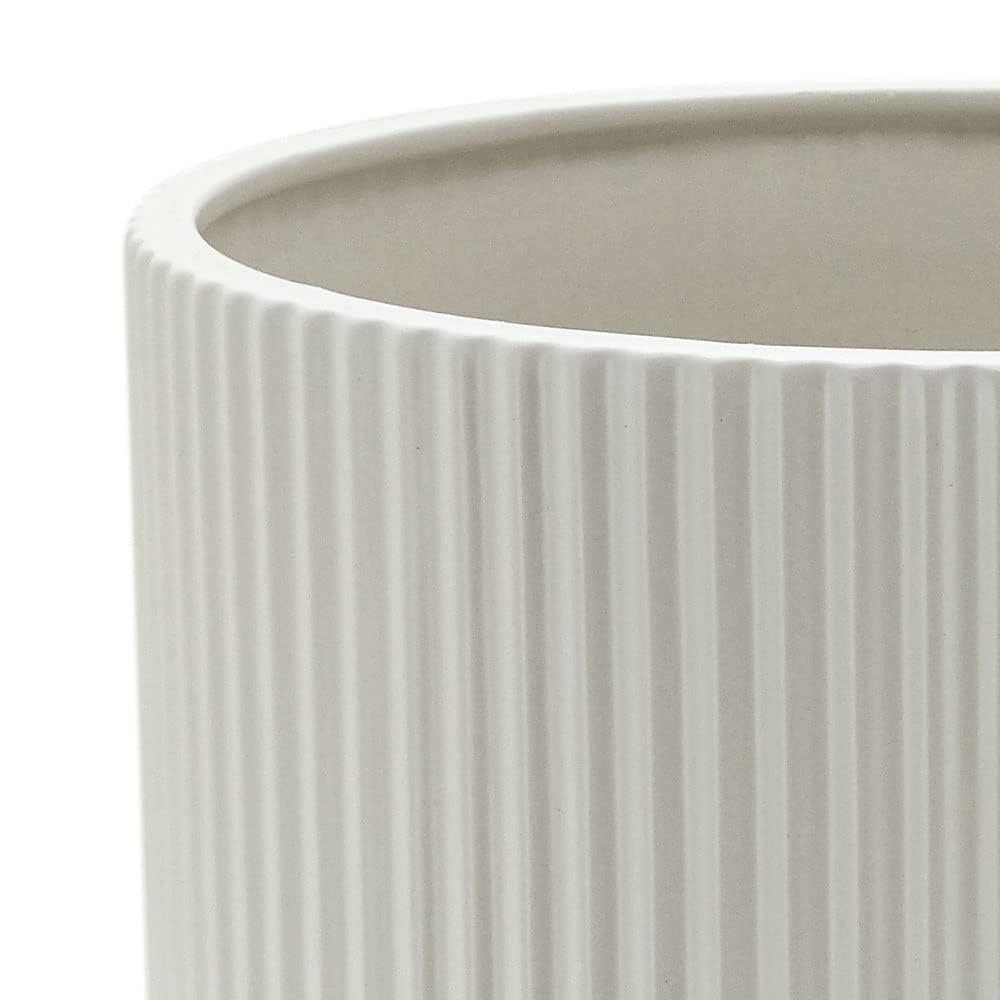 Amazon Basics 10-inch fluted white planter suited for indoor or outdoor use