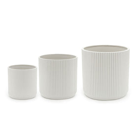 Amazon Basics 6-inch fluted white planter with drainage hole for succulents