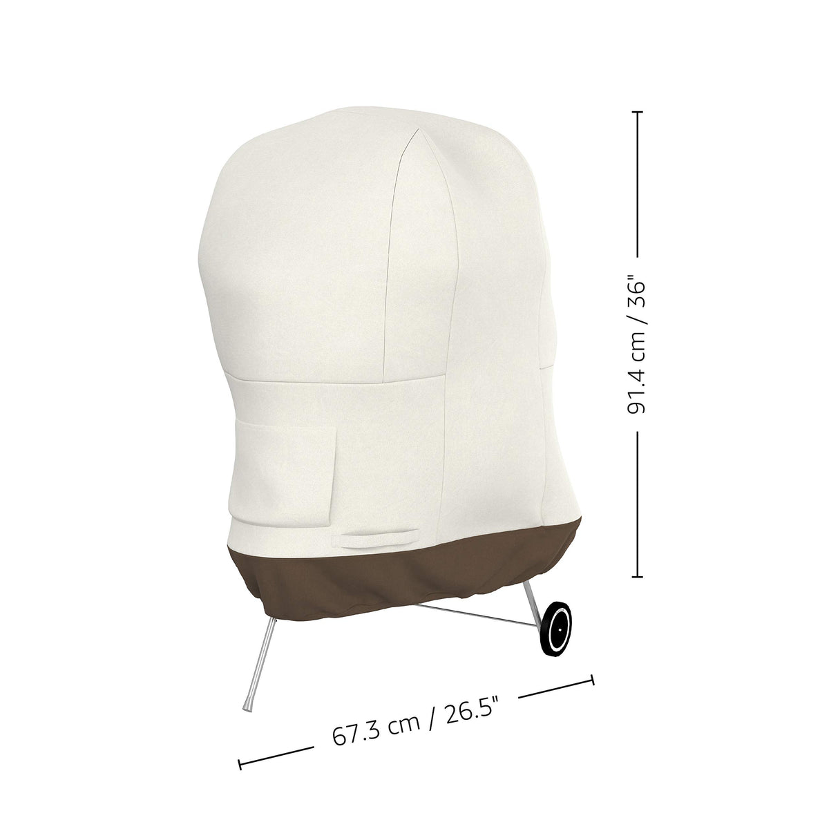 Amazon Basics kettle grill cover back view blocks moisture during snowy weather