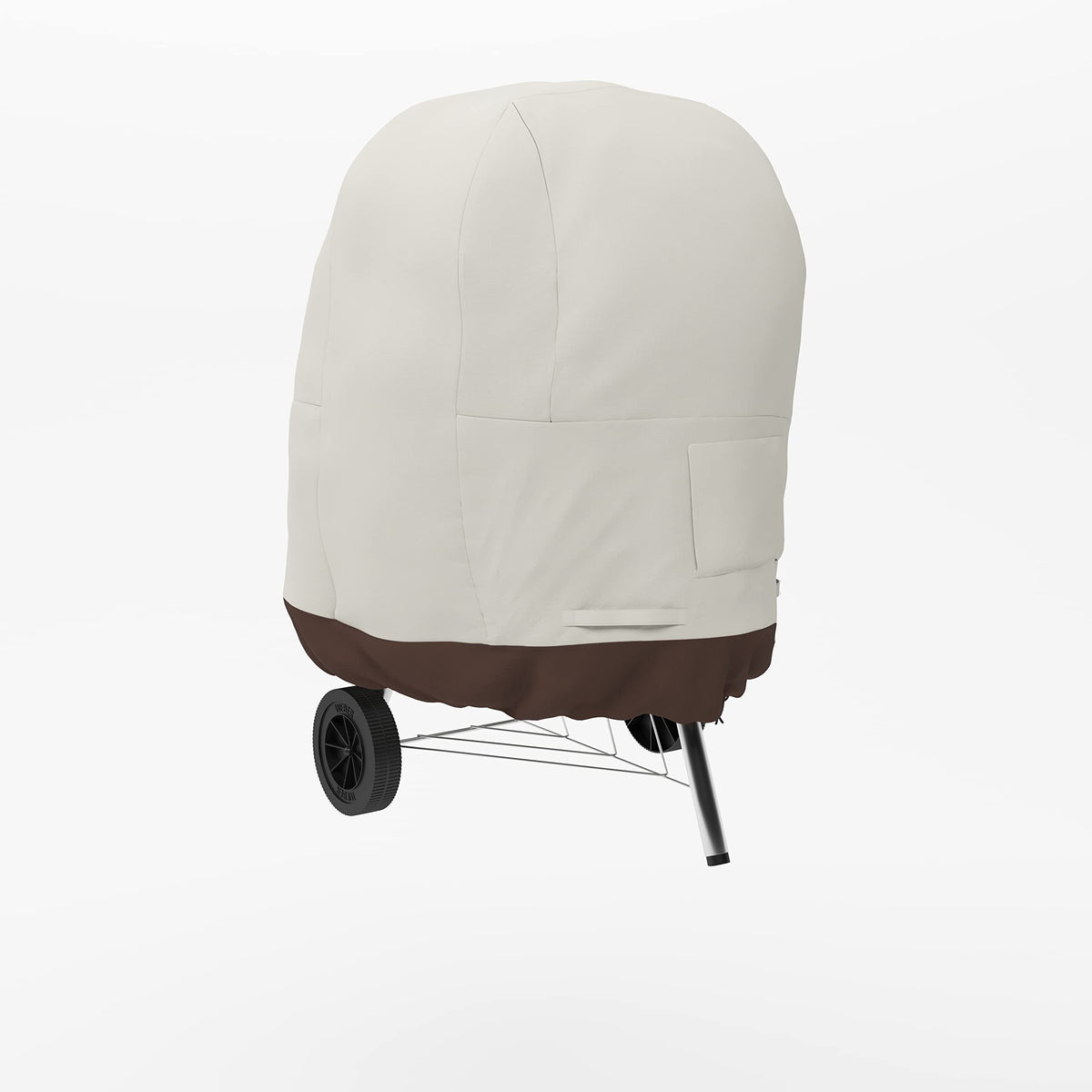 Amazon Basics kettle grill cover front view shields grill from rain and wind