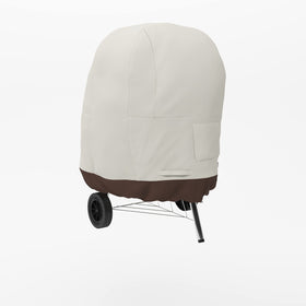Amazon Basics kettle grill cover front view shields grill from rain and wind