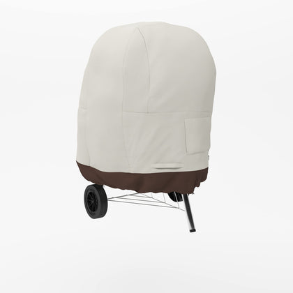 Amazon Basics kettle grill cover front view shields grill from rain and wind
