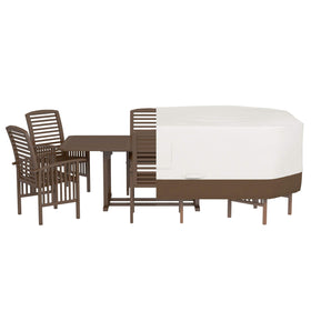 Beige-tan color blends with outdoor decor while shielding from weather.