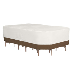 Amazon Basics patio cover waterproof and UV-resistant for rectangular table sets.