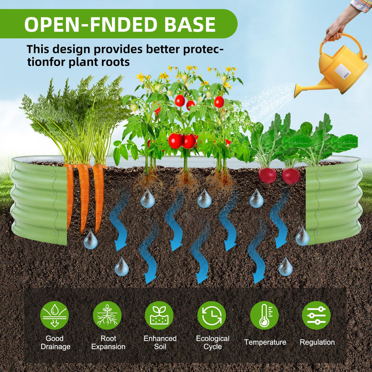 AmazStove open-base garden bed in use with soil and plants thriving