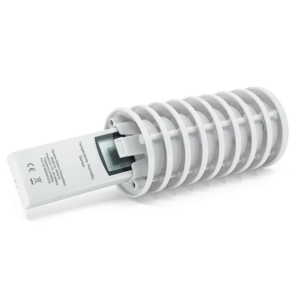 WH31-SRS sensor assembly shown with shield, illustrating protected, ventilated setup