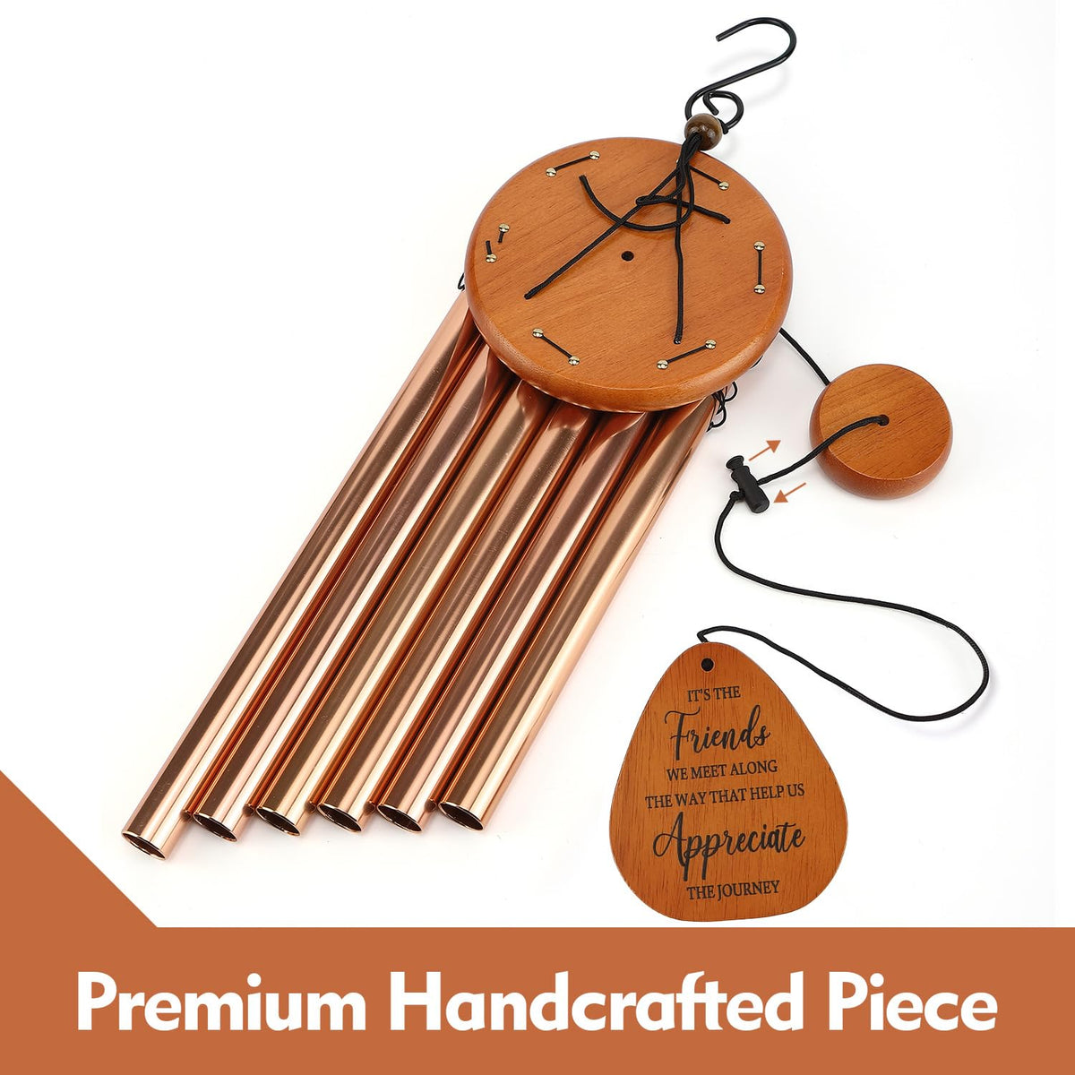 AMBOBE weather-resistant hardwood wind chime for outdoor or indoor use