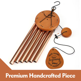 AMBOBE wind chime pendant reading New home, new beginning closeup.