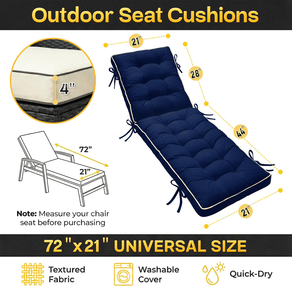 AMCATON shredded memory foam cushions reduce pressure on hips during sunbathing