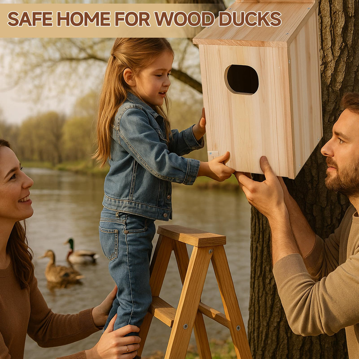 Amcortn duck house pre-drilled holes and screws for easy mounting