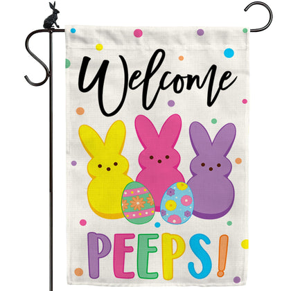 AMD PRINT Easter garden flag with a welcoming bunny design for outdoors.