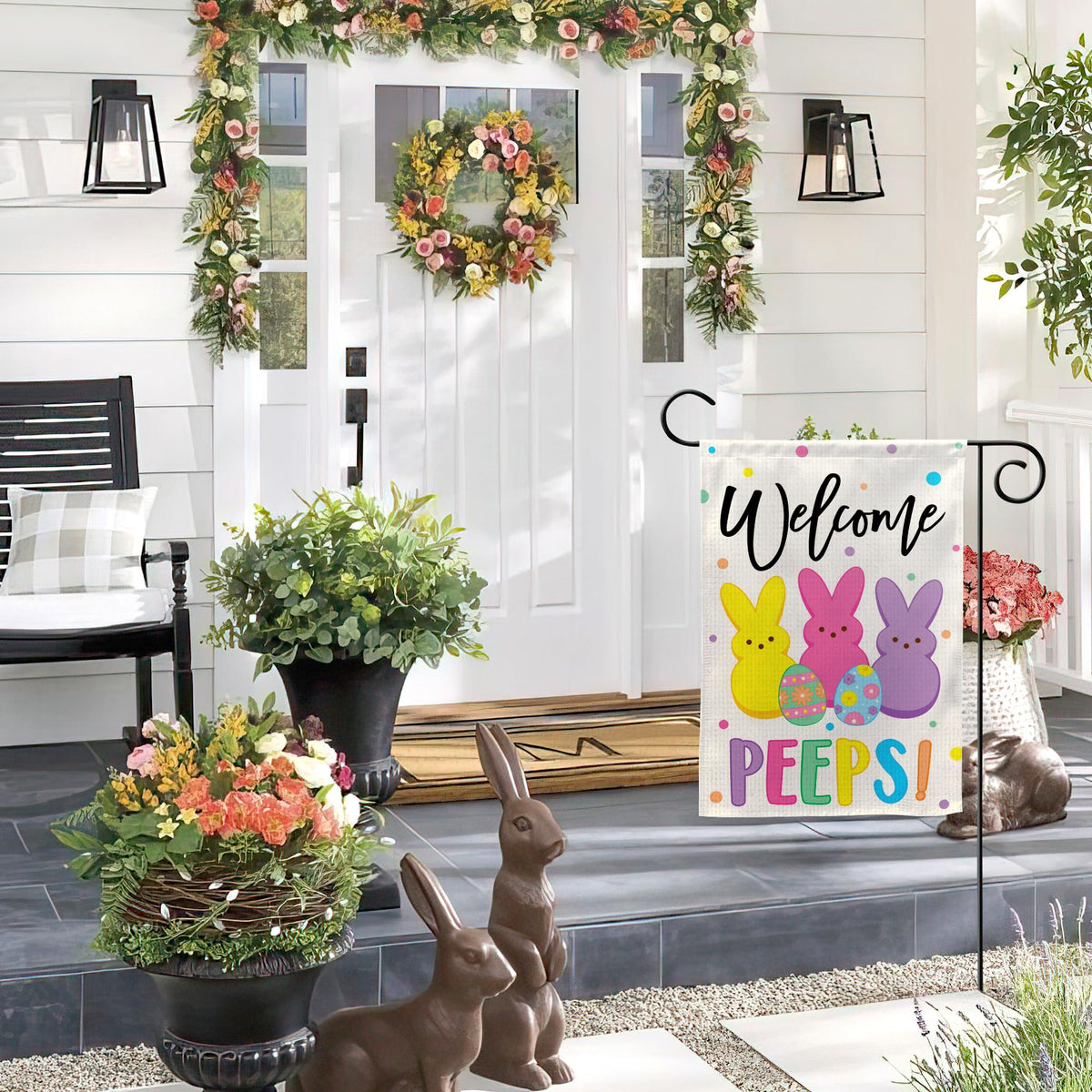 AMD PRINT spring decor flag brightens yards and gardens.