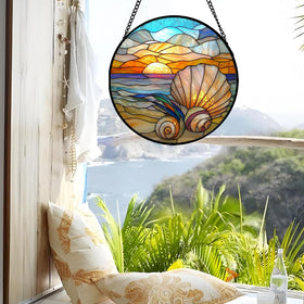 AMDERVEN beach shells sun catcher creates a focal point in kitchens and doors.
