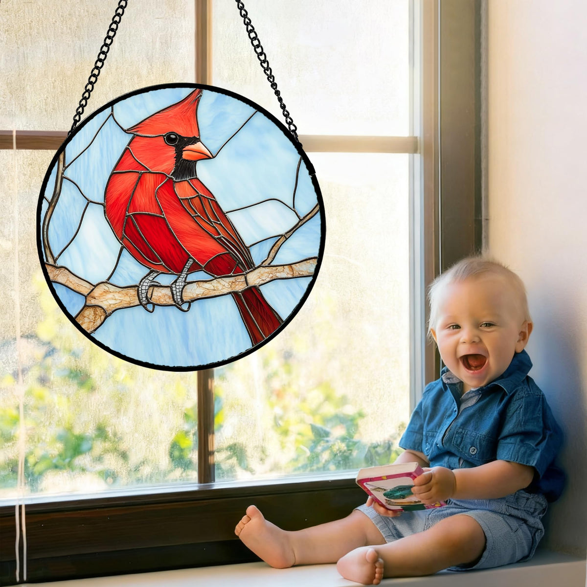 AMDERVEN cardinal bird window suncatcher adds vibrant color to any room