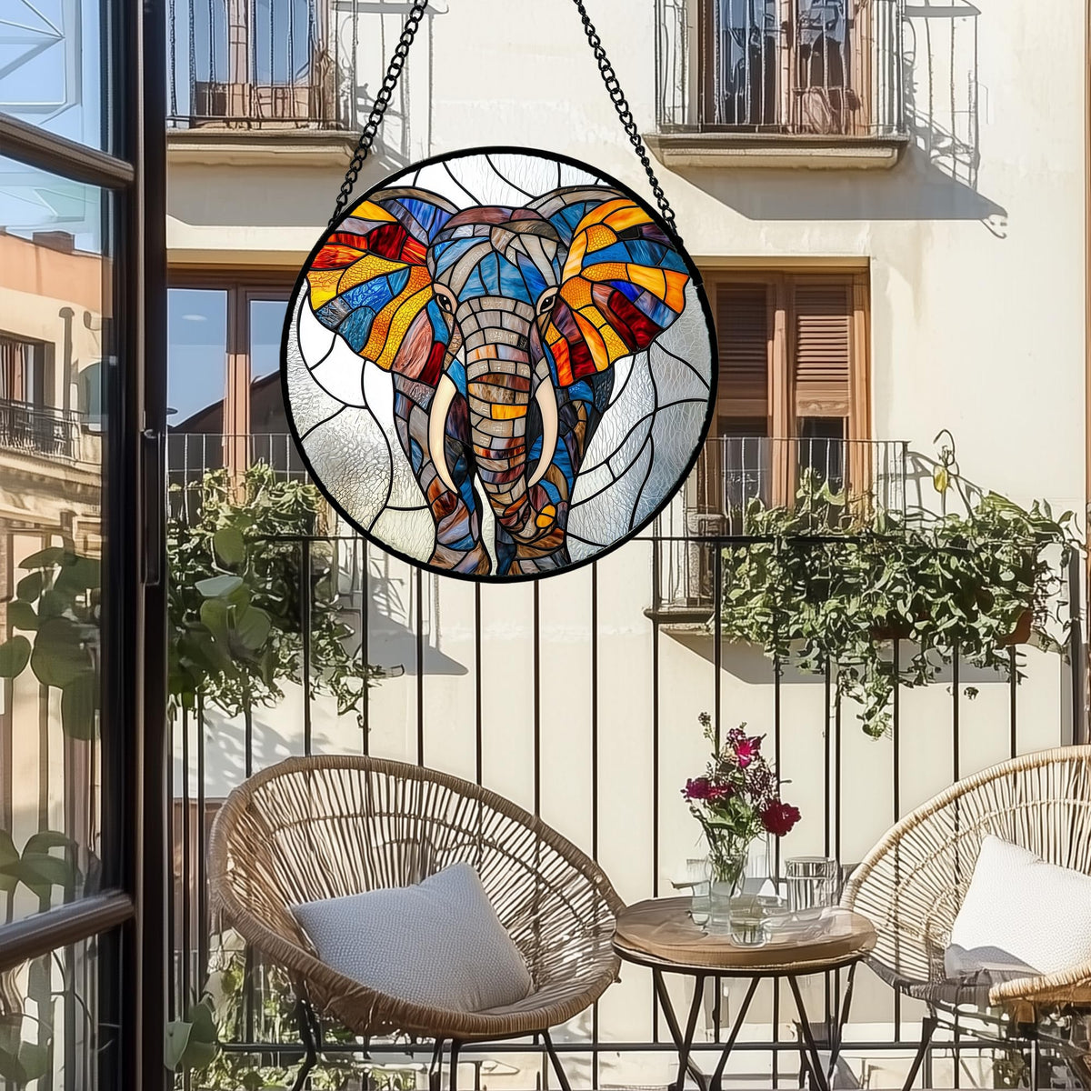 AMDERVEN elephant sun catcher showcases vivid colors for a cozy window focal point.