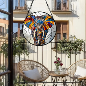 AMDERVEN elephant sun catcher showcases vivid colors for a cozy window focal point.
