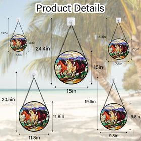 AMDERVEN glass sun catcher for windows with horses adds whimsical charm.