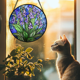 AMDERVEN intricate patterns stained glass suncatcher creates a decorative focal point
