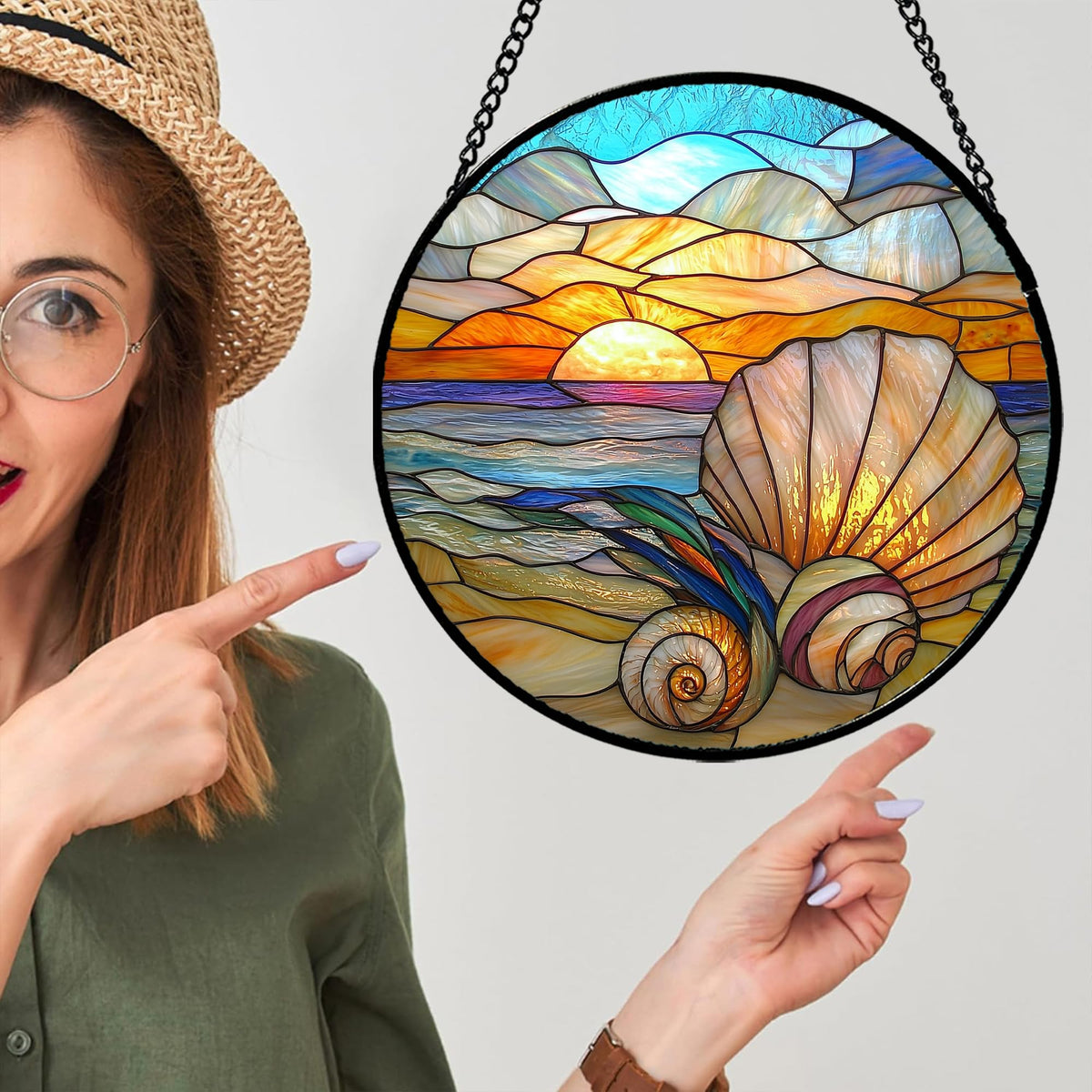 AMDERVEN ocean conch glass decor for windows enhances home ambiance.