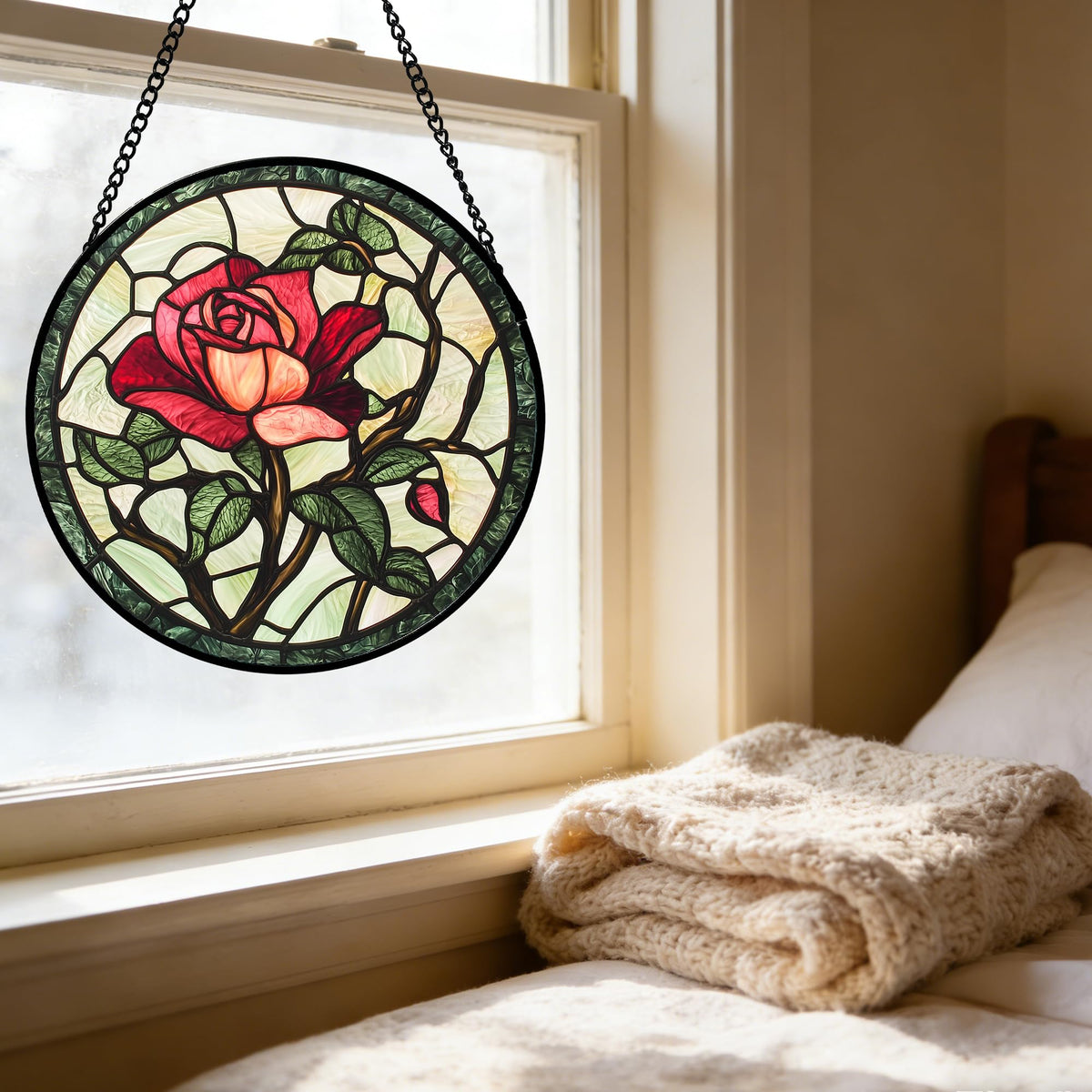 AMDERVEN rose suncatcher window decor brightening space with color.