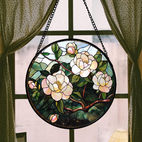 AMDERVEN stained glass suncatcher artful pattern adds a striking focal point to any window.