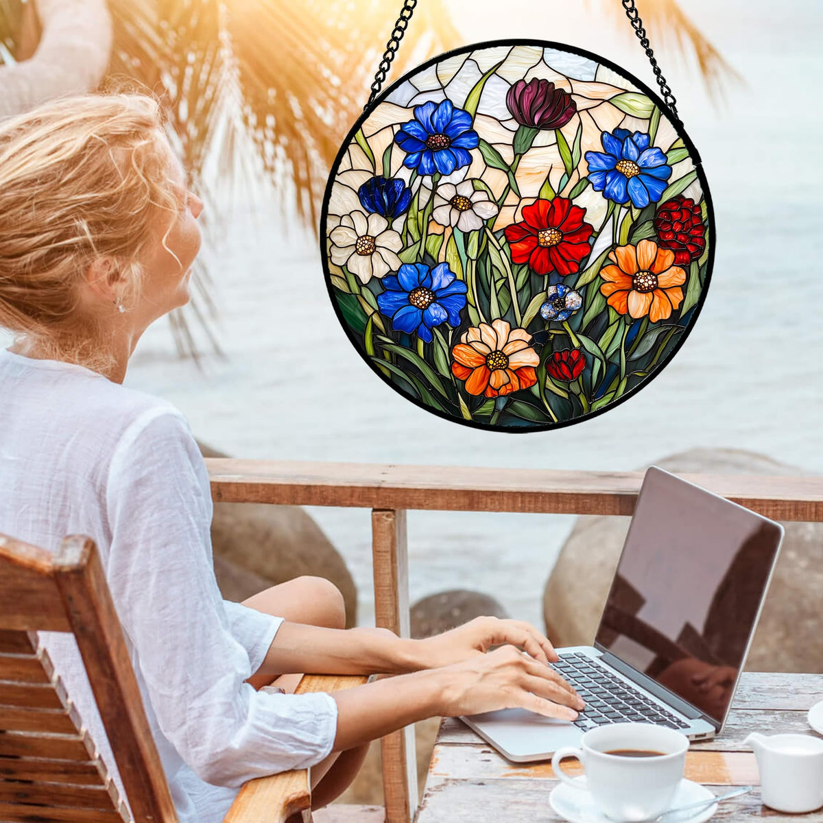 AMDERVEN stained glass sun catcher durable materials ensure long-lasting display.