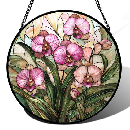AMDERVEN pink Phalaenopsis suncatcher illuminates windows with warm color