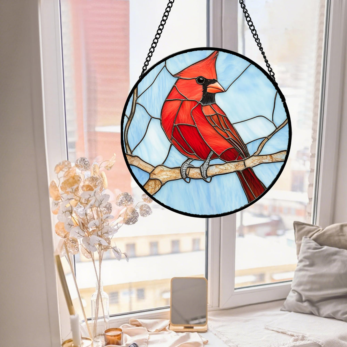 AMDERVEN vibrant color glass suncatcher diffuses light for a warm glow