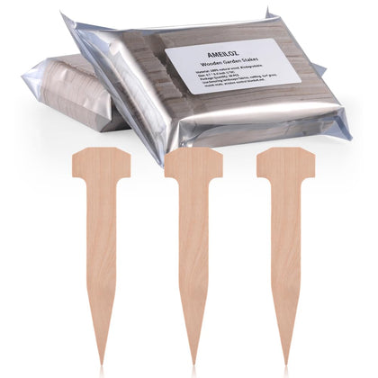 AMEILOZ 5-inch wooden garden stake pack secures beds and nets for tidy gardens.