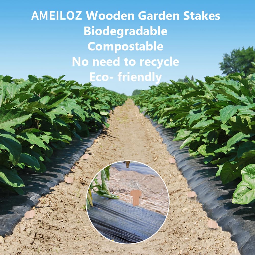AMEILOZ landscape fabric ground stake anchors tarps and covers in windy weather.