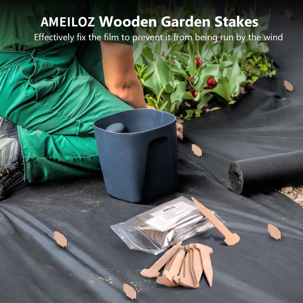 AMEILOZ T-shaped wooden stake focuses on plant markers and easy labeling.