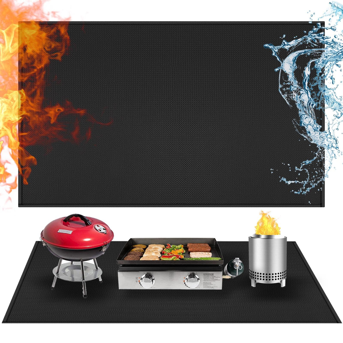 Amerbro 24x48in grill mat provides fireproof protection for outdoor prep tables.