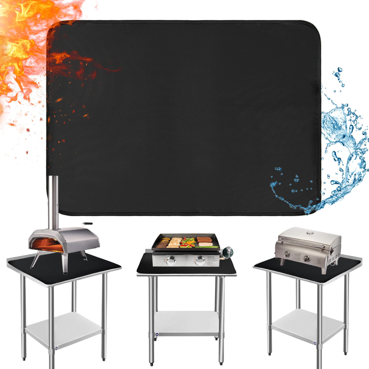 Amerbro fireproof grill mat 24x36 protecting outdoor prep table from heat